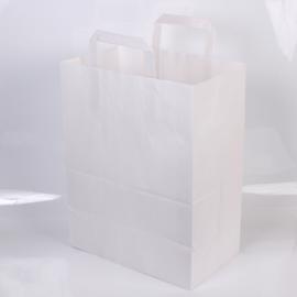 Bærepose i hvidt papir, 16 liter