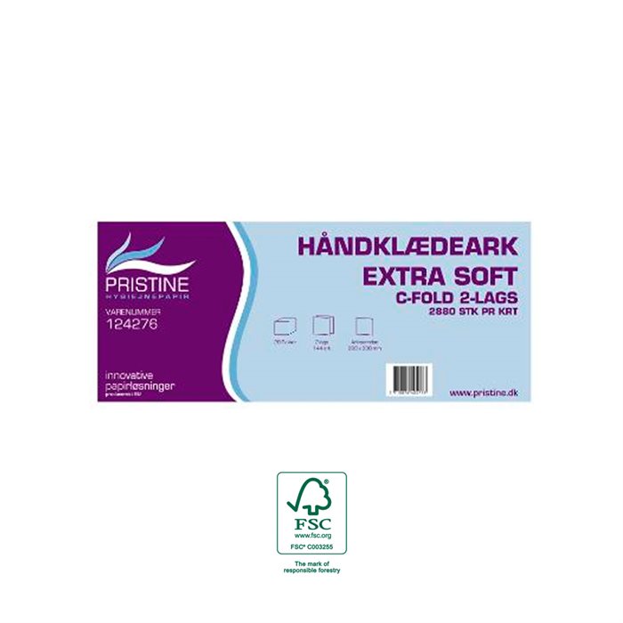 Håndklædeark C-fold, 2-lag, extra soft