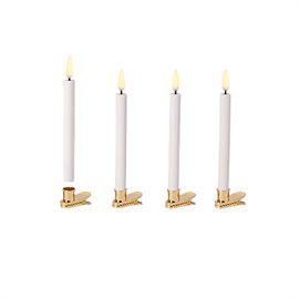 Juletræslys Ø1,3-13,8 cm. LED m/gold clip - 4 pk.